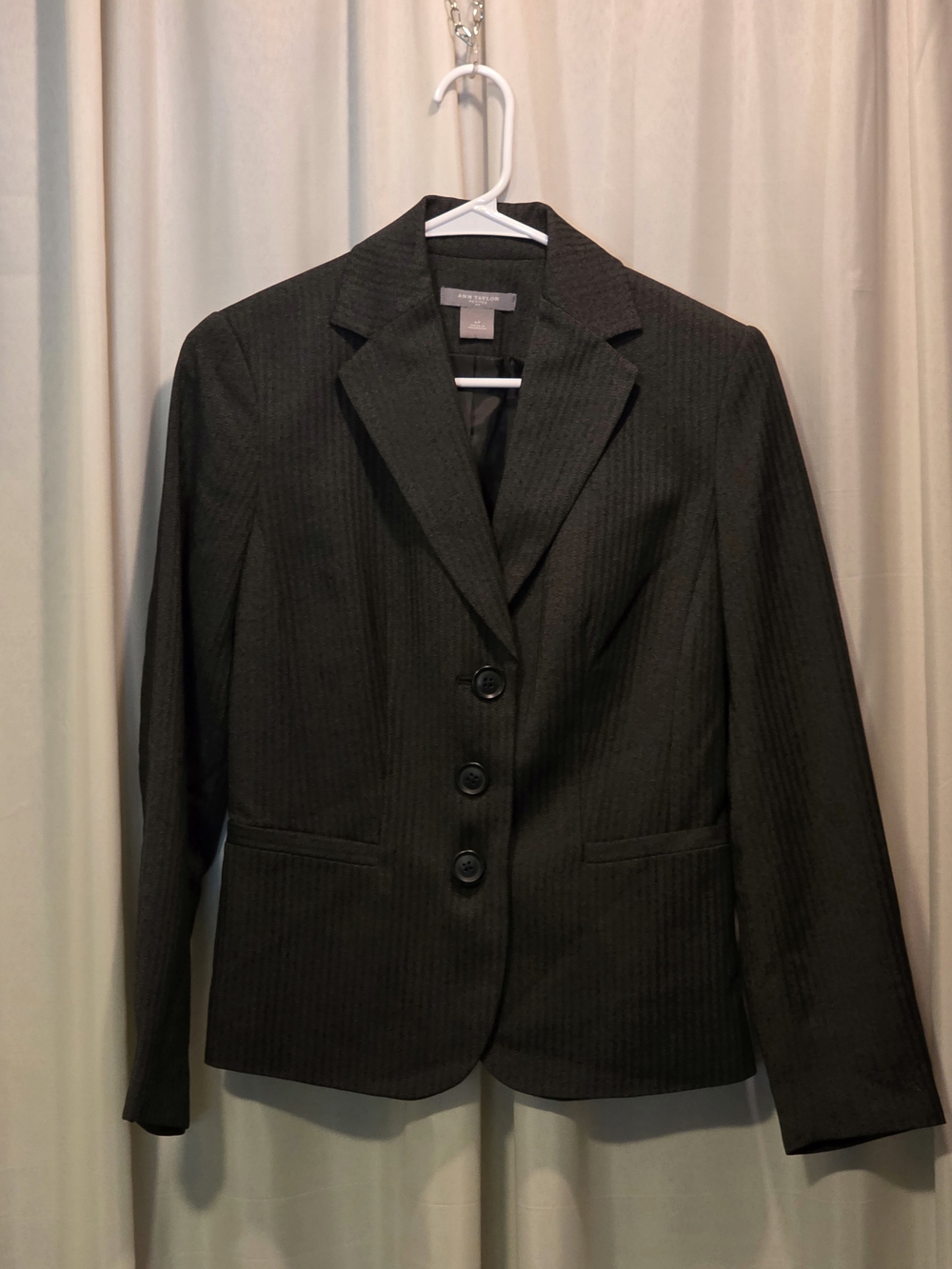 Ann Taylor Dark Gray Pinstripe Three-Button Women's Blazer